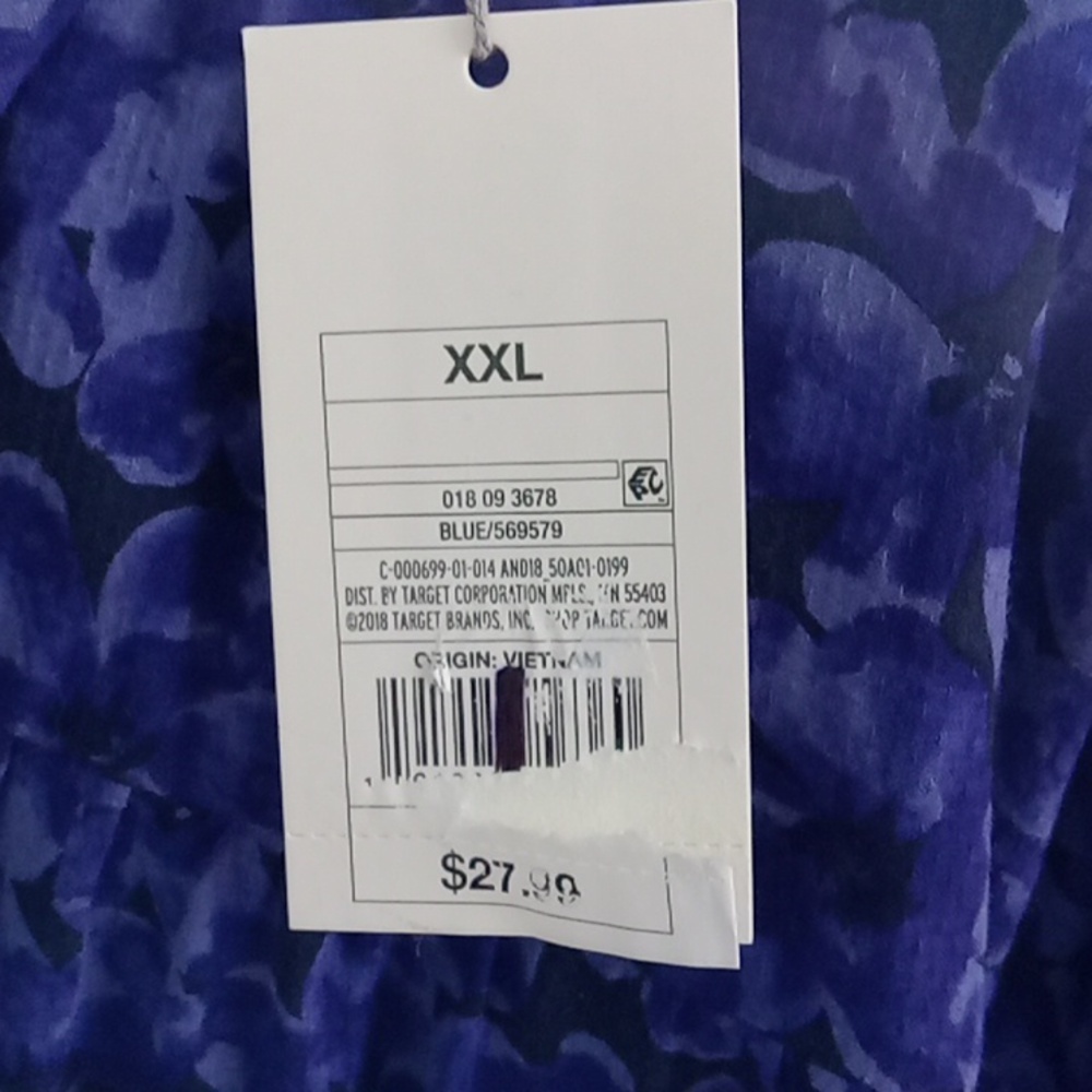 A New Day Womens Peasant‎ Dress Shirred Mock Neck Purple Floral XXL NWT NW - Picture 3 of 3